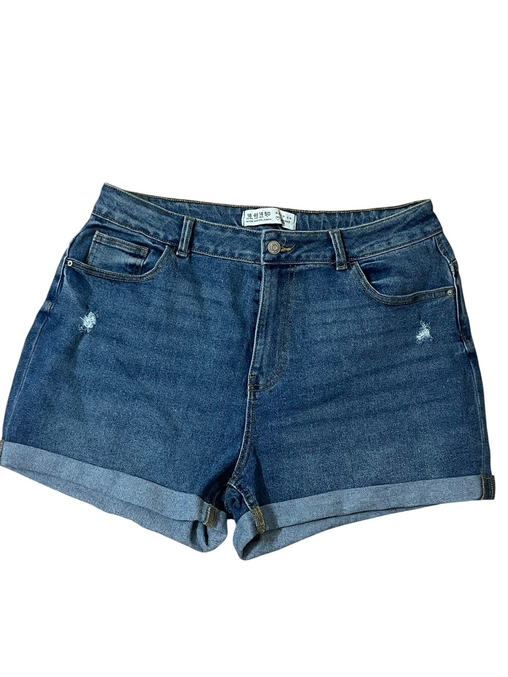 Primark Denim Cuffed Women’s Shorts - Dark Blue Sz 14